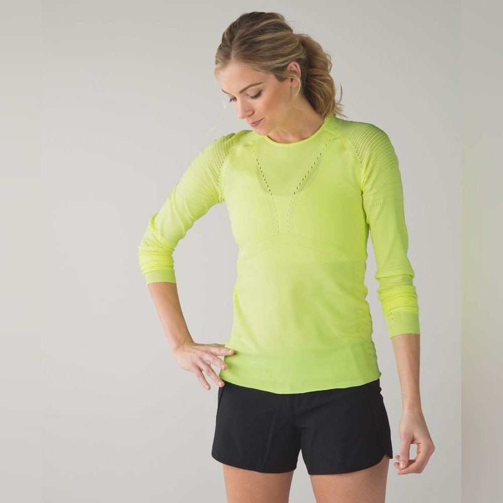 Lululemon Light Speed Long Sleeve Ray Neon Yellow Lightweight Size Medium